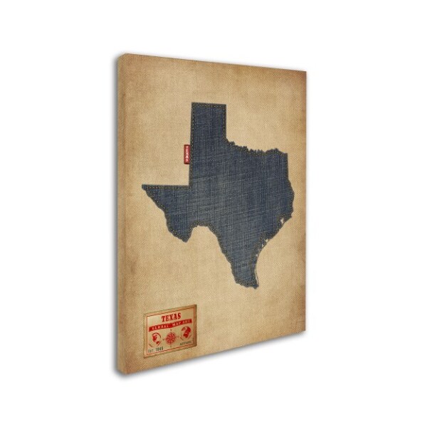 Michael Tompsett 'Texas Map Denim Jeans Style' Canvas Art,35x47